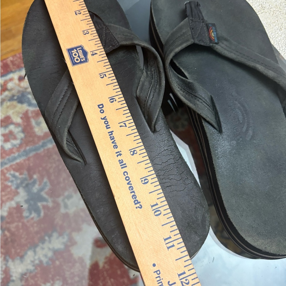 Rainbow Men's Black Flip-Flop Sandals with Textured Footbed, doble layer.